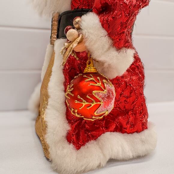Traditional Red and Gold Santa Treetop/Tabletop Christmas Holiday Decor, 12”H - Picture 4 of 9